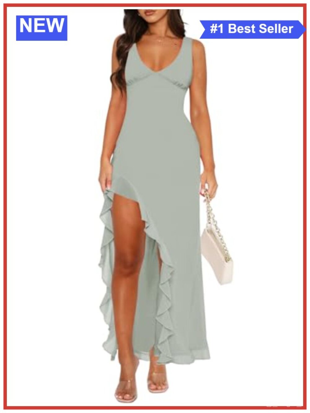 Women's Sleeveless V-Neck Bodycon Mesh Maxi Dress Formal Prom Party
